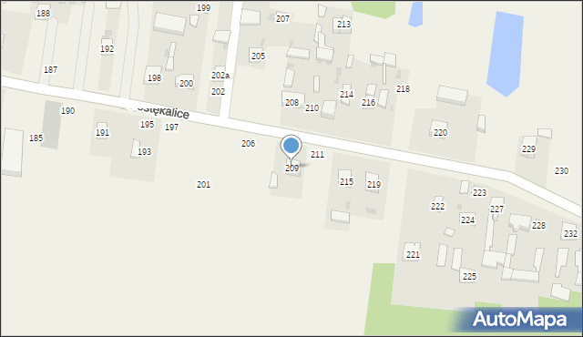 Postękalice, Postękalice, 209, mapa Postękalice