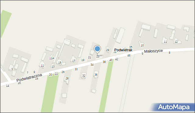 Poświętne, Podwiatraczna, 23, mapa Poświętne