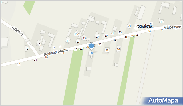 Poświętne, Podwiatraczna, 28, mapa Poświętne