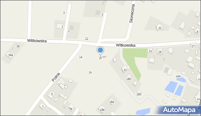 Powidz, Polna, 1c, mapa Powidz