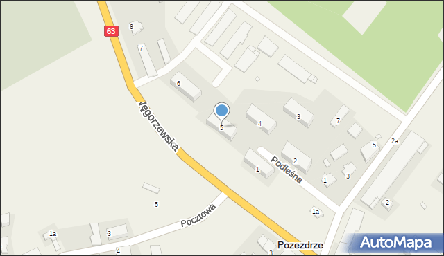 Pozezdrze, Podleśna, 5, mapa Pozezdrze