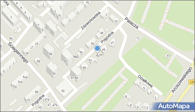 Poznań, Pogodna, 51, mapa Poznania