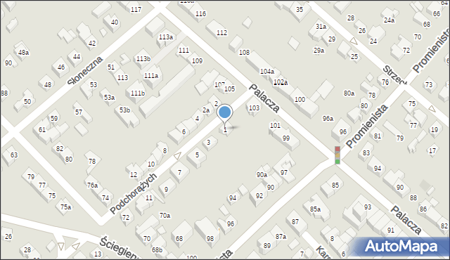 Poznań, Podchorążych, 1, mapa Poznania