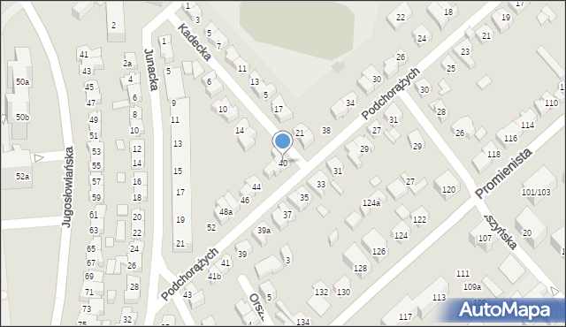 Poznań, Podchorążych, 40, mapa Poznania