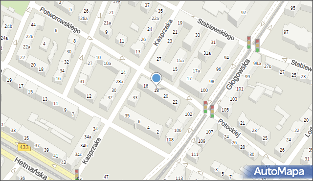 Poznań, Potworowskiego Gustawa, 18, mapa Poznania
