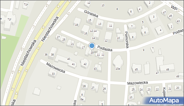 Poznań, Podlaska, 13, mapa Poznania