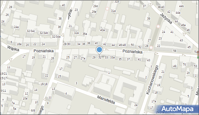 Poznań, Poznańska, 31, mapa Poznania