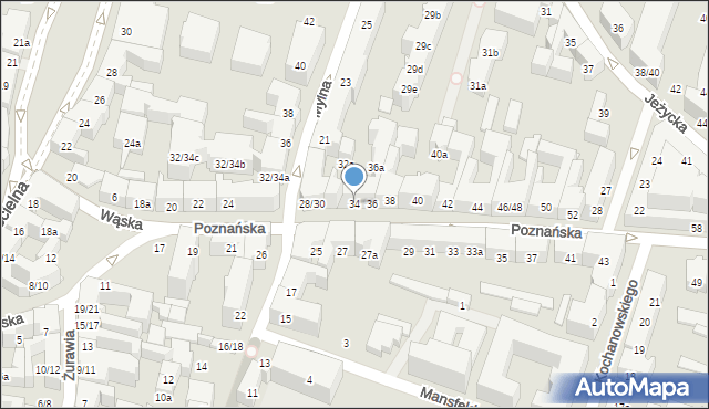 Poznań, Poznańska, 34, mapa Poznania