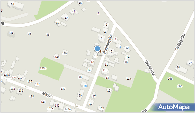 Poznań, Podmiejska, 10a, mapa Poznania