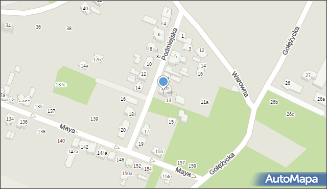 Poznań, Podmiejska, 11c, mapa Poznania