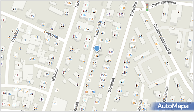 Poznań, Podmokła, 34, mapa Poznania