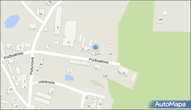 Poznań, Podbiałowa, 17, mapa Poznania