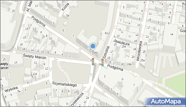 Poznań, Podgórna, 13, mapa Poznania