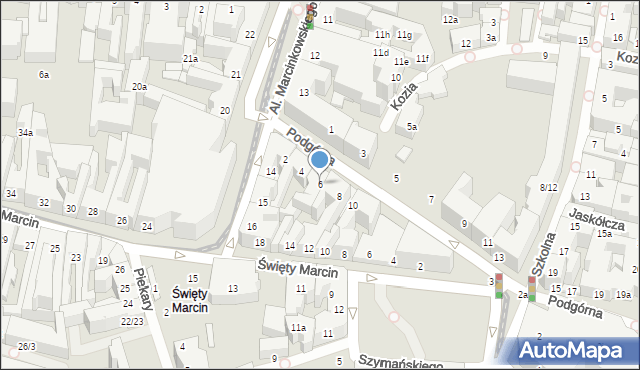 Poznań, Podgórna, 6, mapa Poznania