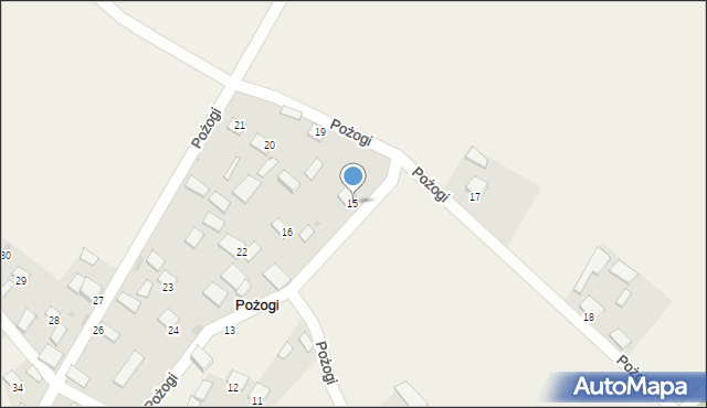 Pożogi, Pożogi, 15, mapa Pożogi