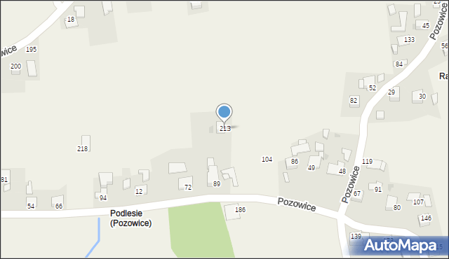 Pozowice, Pozowice, 213, mapa Pozowice