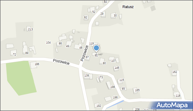 Pozowice, Pozowice, 91, mapa Pozowice