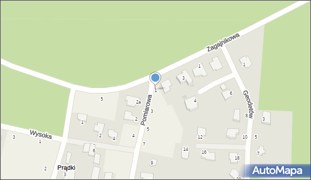 Prądki, Pomiarowa, 1, mapa Prądki