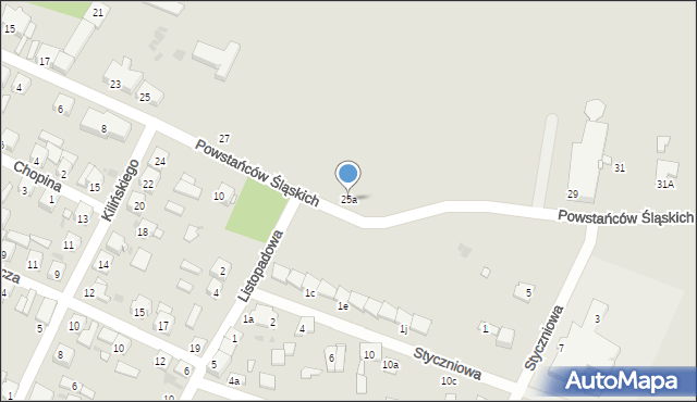 Praszka, Powstańców Śląskich, 25a, mapa Praszka