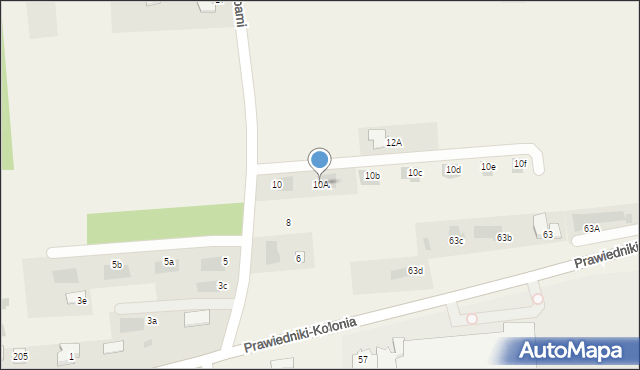 Prawiedniki-Kolonia, Pod Dębami, 10A, mapa Prawiedniki-Kolonia