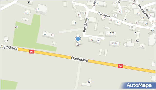 Prochowice, Pocztowa, 15, mapa Prochowice