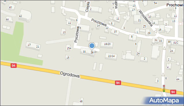 Prochowice, Pocztowa, 26, mapa Prochowice