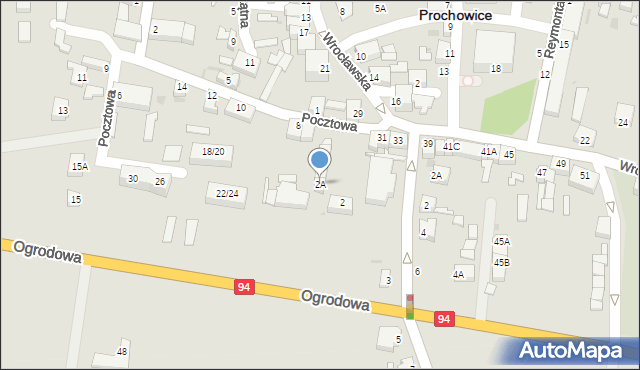 Prochowice, Pocztowa, 2A, mapa Prochowice