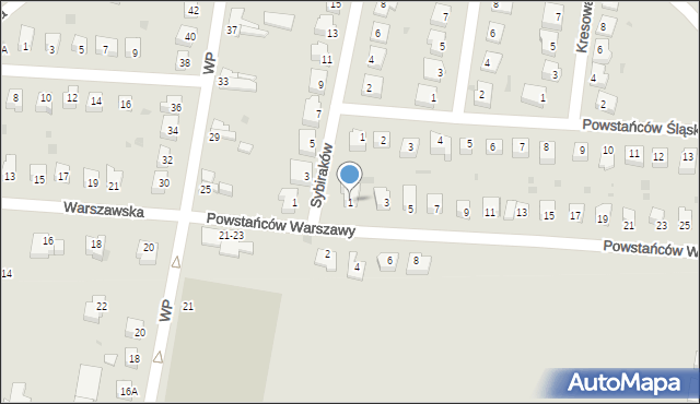 Prochowice, Powstańców Warszawy, 1, mapa Prochowice