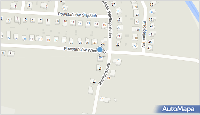 Prochowice, Powstańców Warszawy, 26, mapa Prochowice