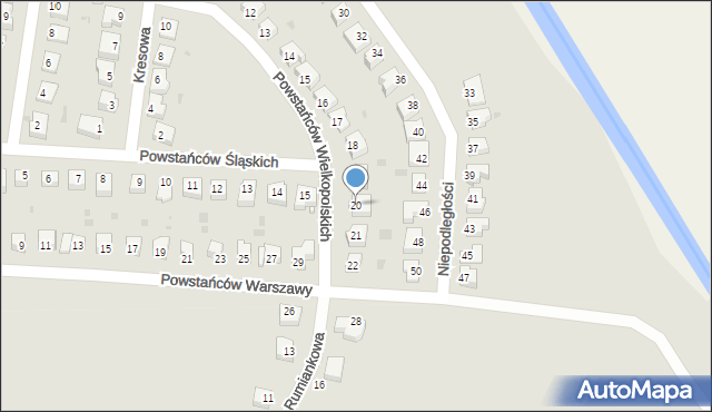 Prochowice, Powstańców Wielkopolskich, 20, mapa Prochowice