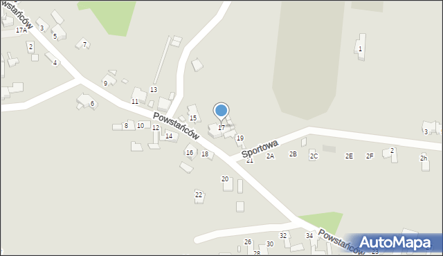 Prószków, Powstańców, 17, mapa Prószków