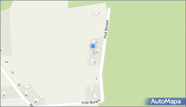 Pruchna, Pod Borem, 13, mapa Pruchna