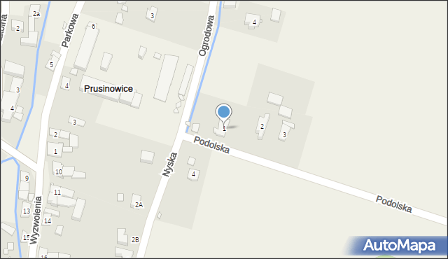 Prusinowice, Podolska, 1, mapa Prusinowice