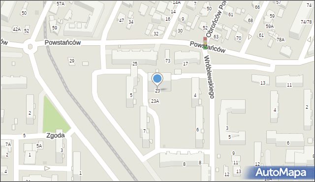Pruszków, Powstańców, 23, mapa Pruszków