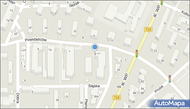 Pruszków, Powstańców, 5, mapa Pruszków