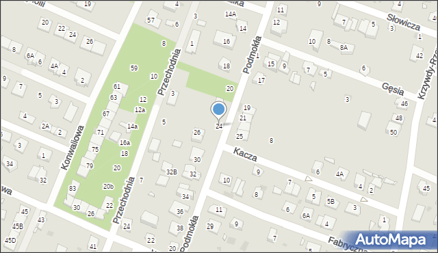 Pruszków, Podmokła, 24, mapa Pruszków