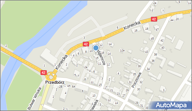 Przedbórz, Podzamcze, 17, mapa Przedbórz