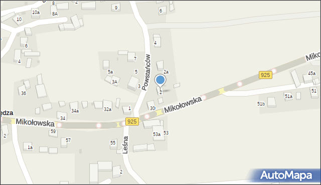 Przegędza, Powstańców, 2, mapa Przegędza