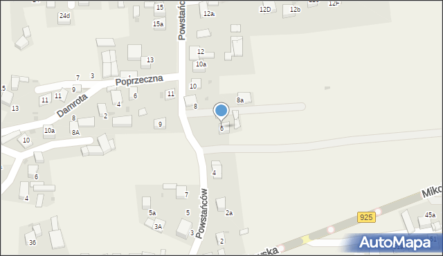 Przegędza, Powstańców, 6, mapa Przegędza