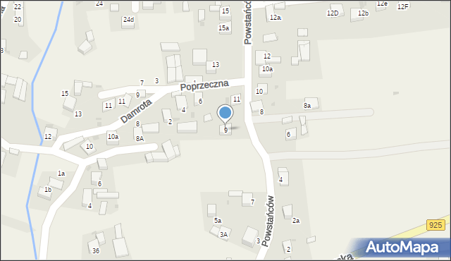 Przegędza, Powstańców, 9, mapa Przegędza