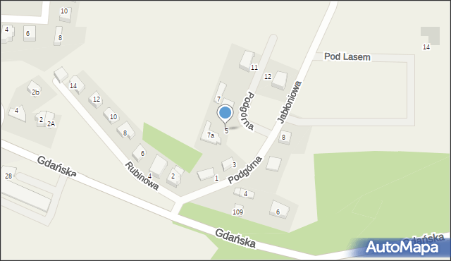 Przodkowo, Podgórna, 5, mapa Przodkowo