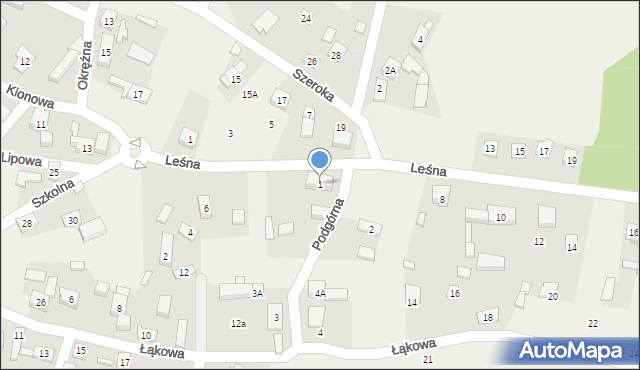 Przyborów, Podgórna, 1, mapa Przyborów