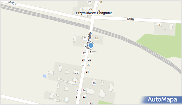 Przymiłowice, Podgrabie, 24, mapa Przymiłowice