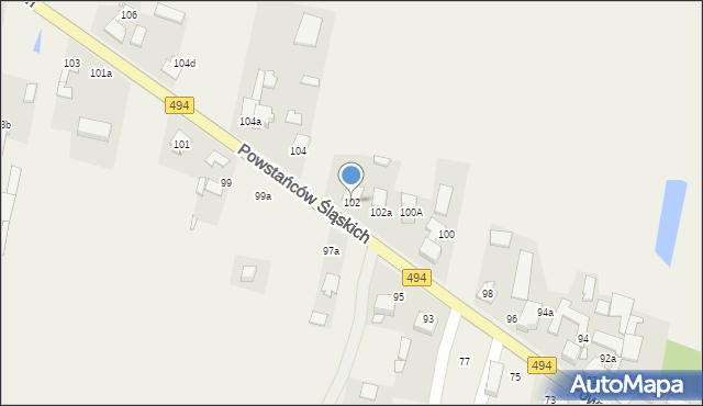 Przystajń, Powstańców Śląskich, 102, mapa Przystajń