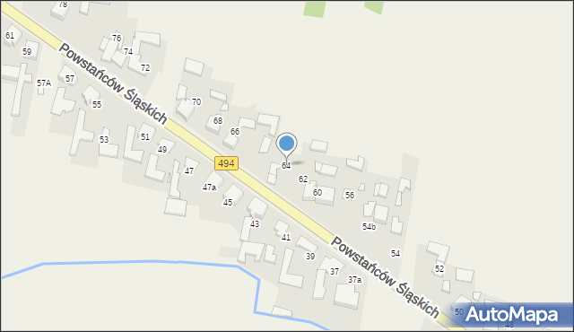 Przystajń, Powstańców Śląskich, 64, mapa Przystajń