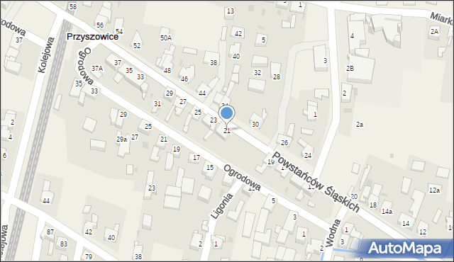 Przyszowice, Powstańców Śląskich, 21, mapa Przyszowice
