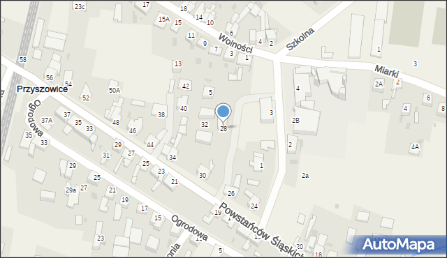 Przyszowice, Powstańców Śląskich, 28, mapa Przyszowice