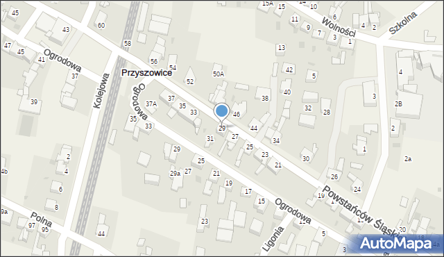 Przyszowice, Powstańców Śląskich, 29, mapa Przyszowice