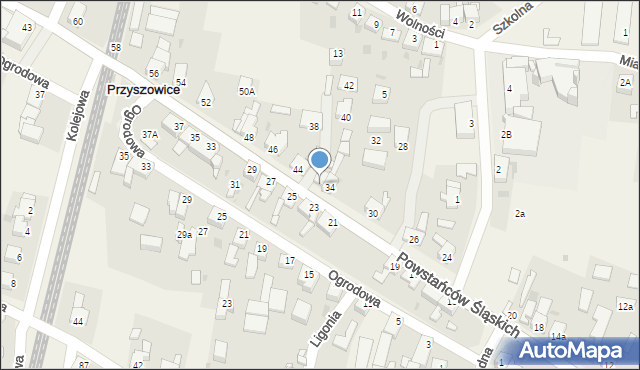 Przyszowice, Powstańców Śląskich, 36, mapa Przyszowice
