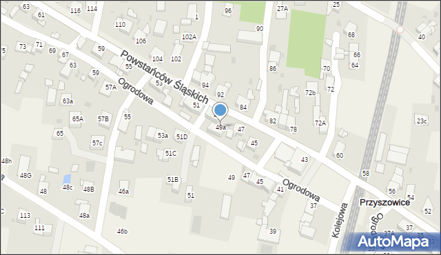 Przyszowice, Powstańców Śląskich, 49a, mapa Przyszowice